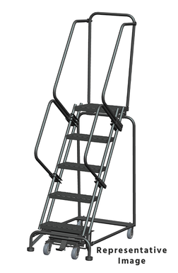 Weight-Actuated Series Ladders, Weight Actuated, 5 Step, 32 In Wide Base, 28 in Deep Top Step, Abrasive Mat Tread, Setup